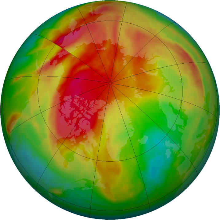 Arctic ozone map for 25 March 2012